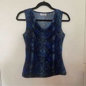 Calvin Klein Women’s Blue/Snakeskin Sleeveless Blouse - XS